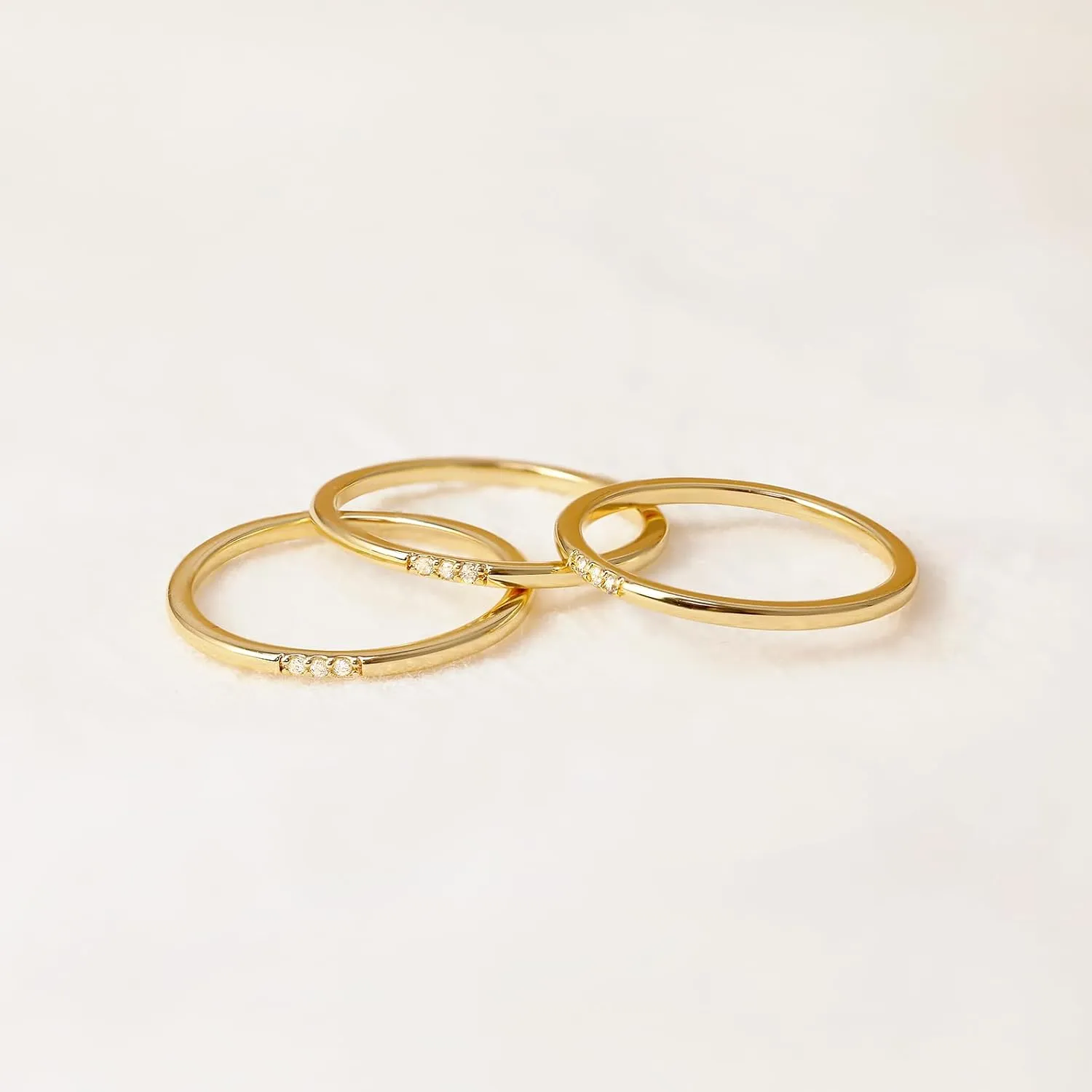 Me&Hz Thin Gold Rings for Women, 14K Gold Plated Stacking Rings Stackable Thin Band Rings Wedding Eternity Bands Aesthetic Jewelry