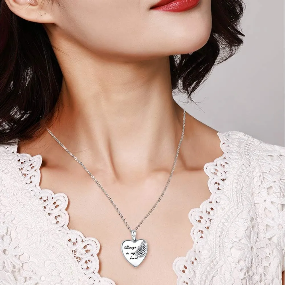 MEDWISE Heart Locket Necklace 925 Sterling Silver Heart Shaped Picture Locket Necklace to Keep Someone Near to You Personalized Jewelry for Women Men