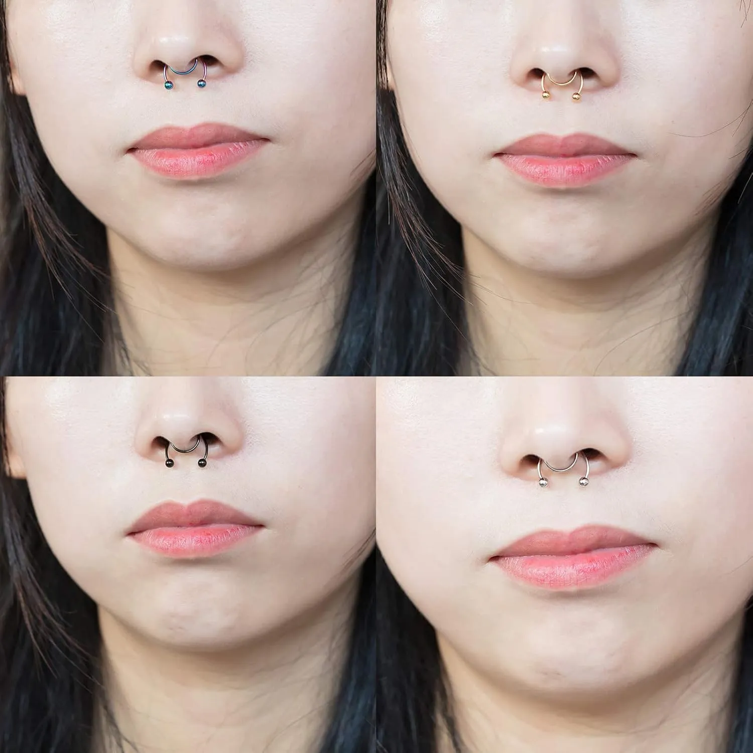 Men Nose Rings Hoops Nose Studs Women Jewelry 1 Pcs Nose Rings Hoop 18 Gauge Non Piercing Stainless Steel Clip On Fake Faux Septum Clicker Nose Hoop Ring Piercings Jewelry for (Blue, One Size)