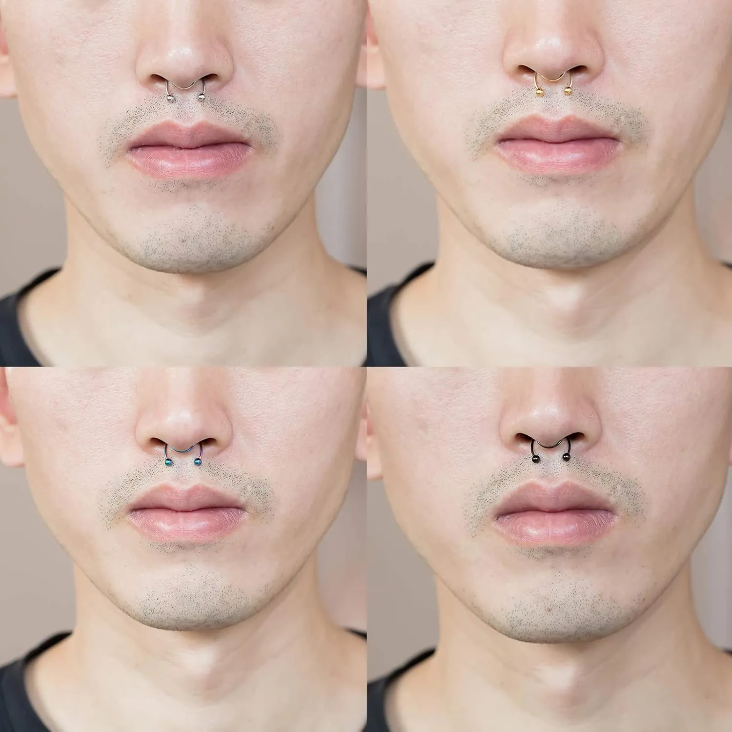 Men Nose Rings Hoops Nose Studs Women Jewelry 1 Pcs Nose Rings Hoop 18 Gauge Non Piercing Stainless Steel Clip On Fake Faux Septum Clicker Nose Hoop Ring Piercings Jewelry for (Blue, One Size)