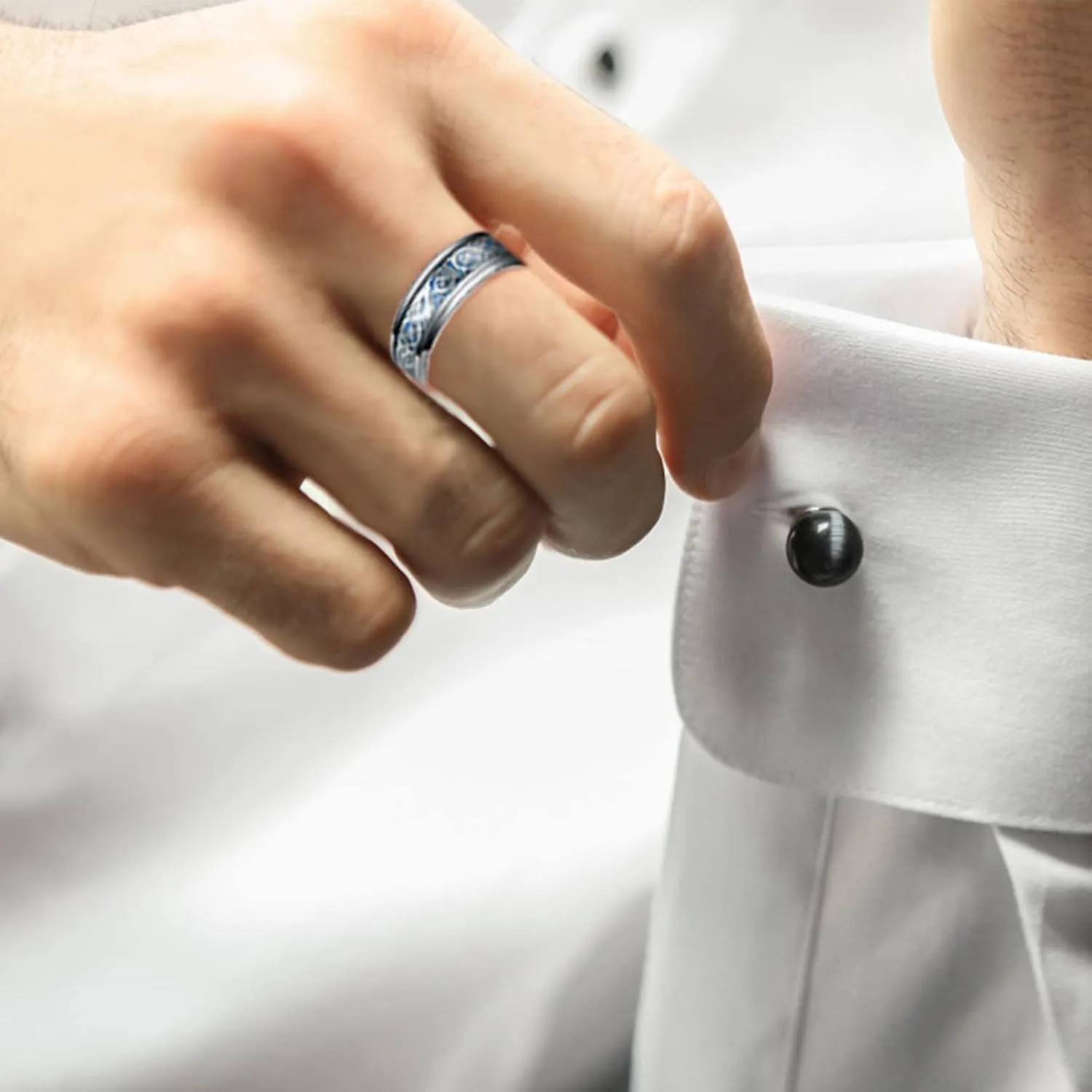 Men's Rings Inlay Dragon Design Stainless steel Ring Wedding Jewelry Band For Men Women Wedding Band Polish Finish