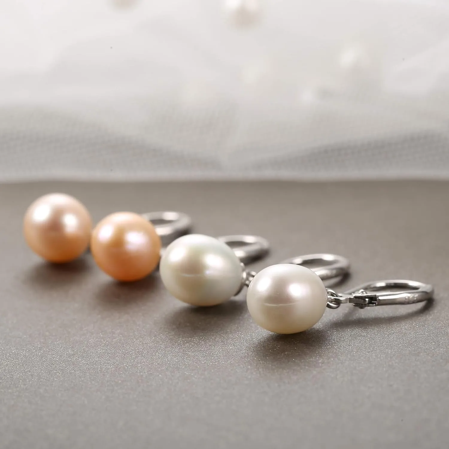 Milacolato 925 Sterling Silver Pearl Dangle Earrings for Women 14K White Gold Plated Leverback Earrings AAAAA Quality Genuine Freshwater Cultured Pearl Drop Earrings