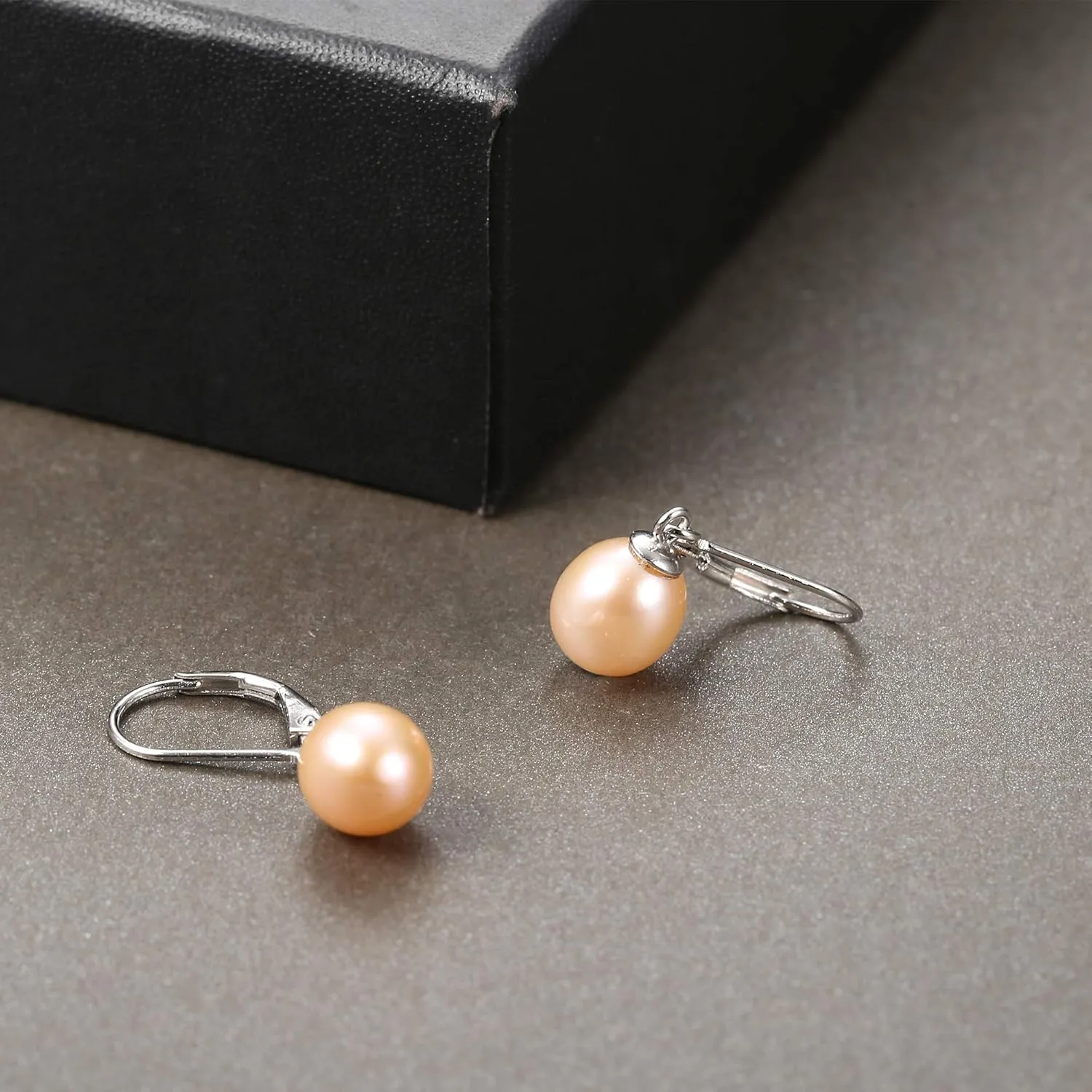 Milacolato 925 Sterling Silver Pearl Dangle Earrings for Women 14K White Gold Plated Leverback Earrings AAAAA Quality Genuine Freshwater Cultured Pearl Drop Earrings