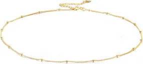 MILACOLATO Danity Choker Necklace Sterling Silver Pearl Bead Satellite Choker Necklaces 18K White Gold or Gold Plated Choker Necklace Minimalist Link Chain Necklace Trendy Jewelry for Women