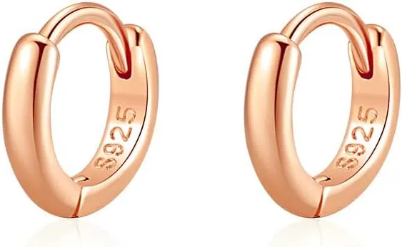 Mini Tiny Huggie Hoop Earrings Top Upper Ear Cartilage Forward Helix Cuff Plain Simple 925 Sterling Silver Gold 9mm 8mm 7mm 6mm 5mm Hoop Earrings