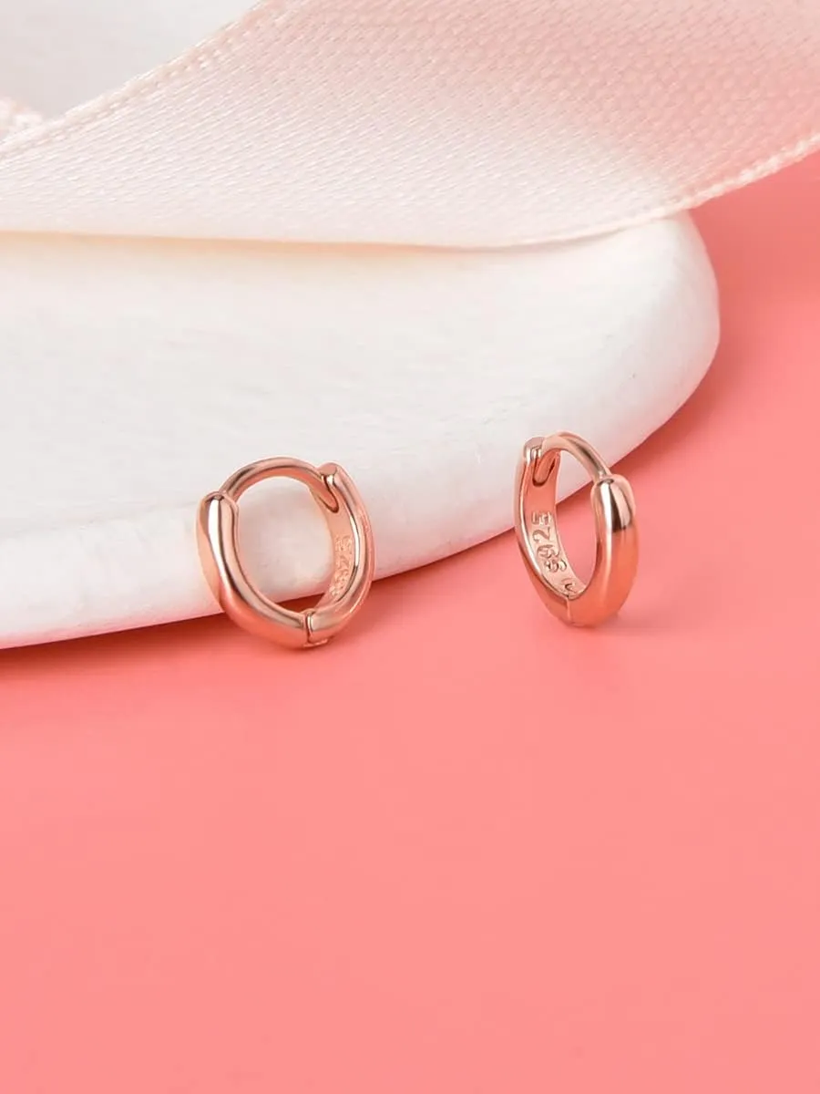 Mini Tiny Huggie Hoop Earrings Top Upper Ear Cartilage Forward Helix Cuff Plain Simple 925 Sterling Silver Gold 9mm 8mm 7mm 6mm 5mm Hoop Earrings
