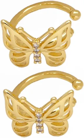 Minimalist Butterfly Clip Earrings for Women Rhinestone Statement Dainty Earrings Comfortable Non-piercing