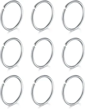MODRSA Nose Rings - Hoops & Hoop Earrings for Cartilage & Tragus - 22g, 20g, 18g