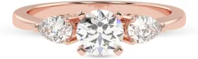Moissanite Engagement Ring 2 TCW Round & Pear Cut Three-Stone Engagement Ring - KSOV56HC667365