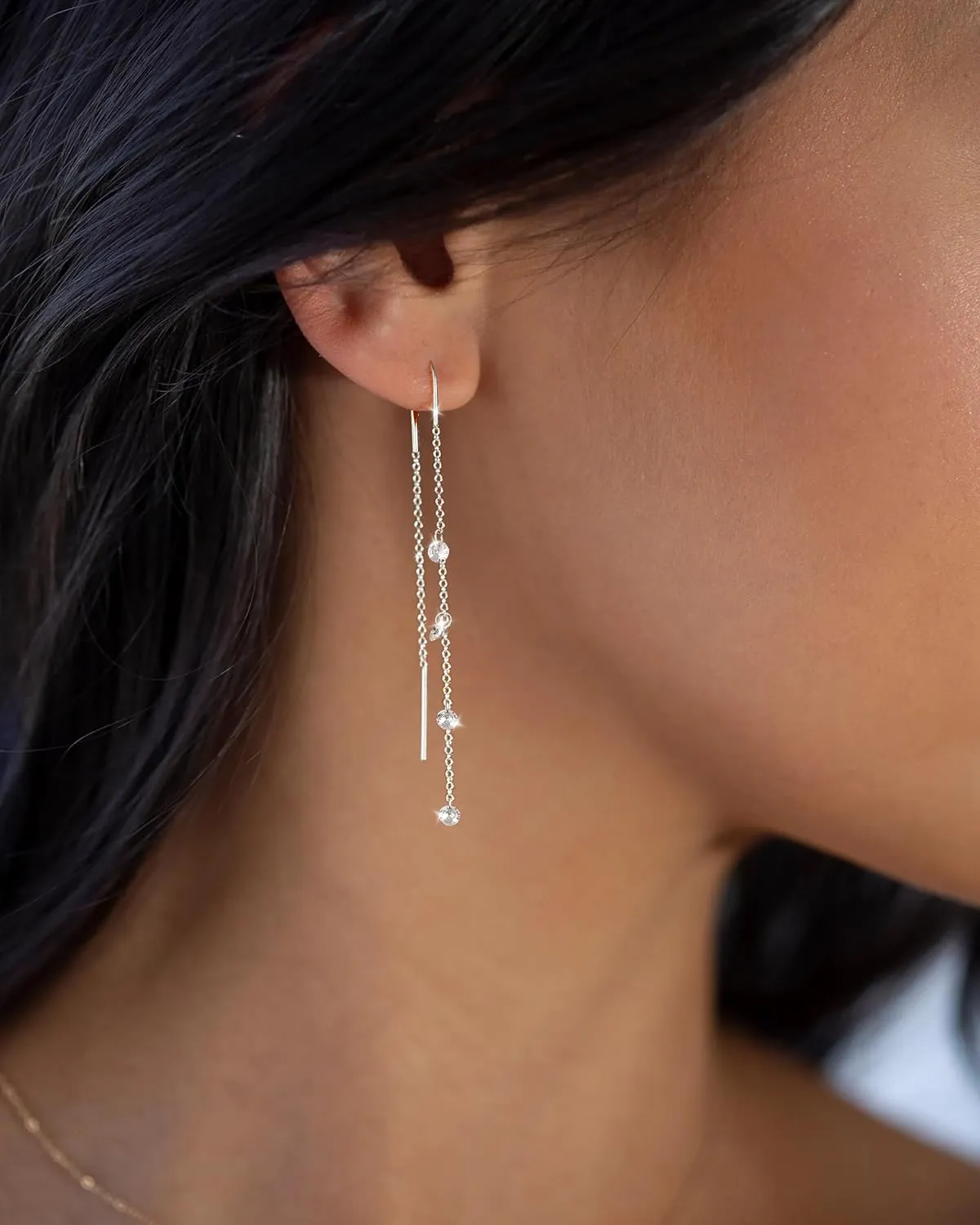 Moodear Dangle Earrings for Women - Dainty 14K Gold/Silver Plated Stack Long Drop Chain Earring Hypoallergenic Cubic Zirconia Hoop Stud Earrings Non Tarnish Trendy Jewelry Set