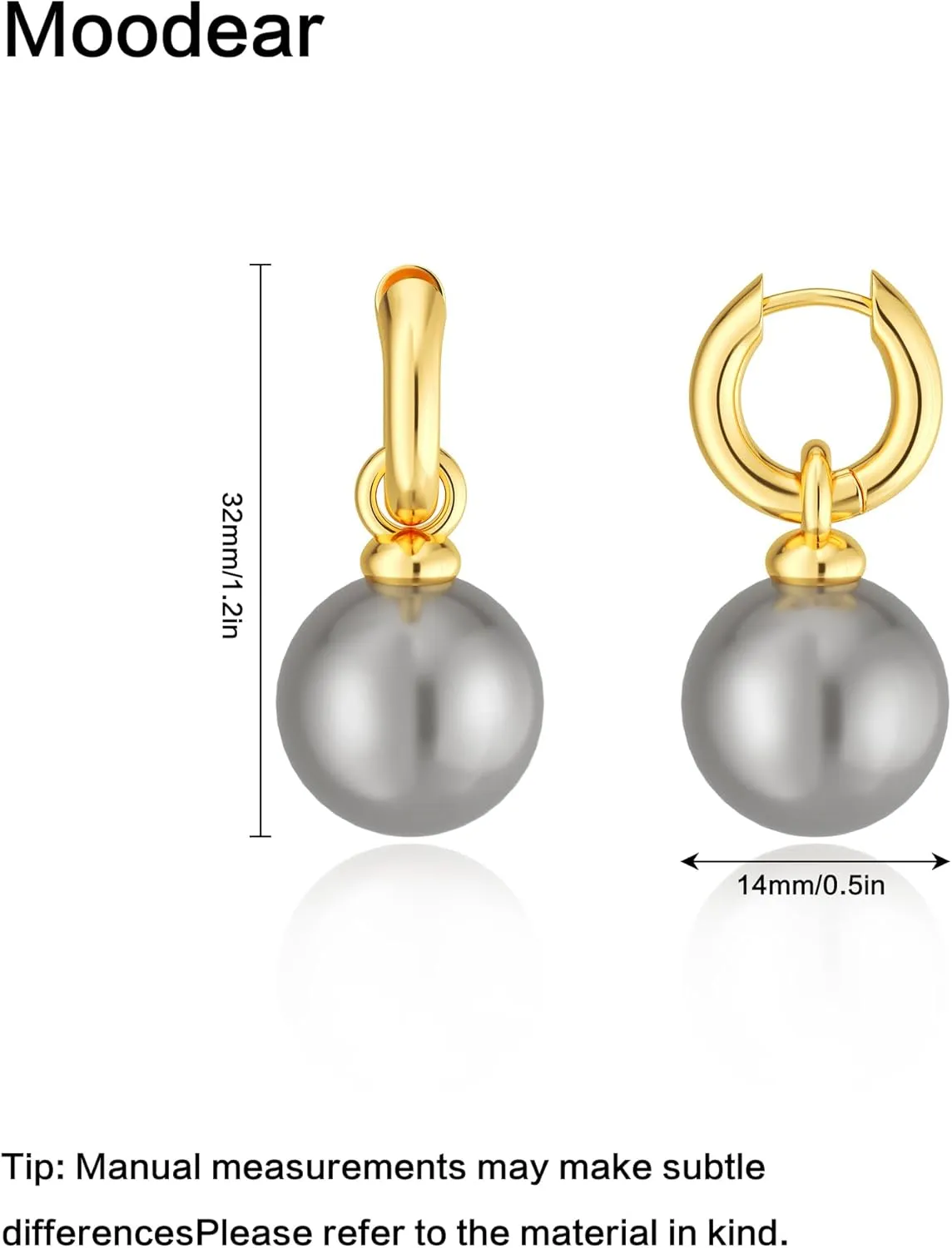 Moodear Pearl Earrings for Women Trendy 14K Gold Plated/925 Sterling Silver Pearl Drop Hoop Earrings Elegant Hypoallergenic Gold Pearl Dangle Earrings Wedding Jewelry Gifts for Women