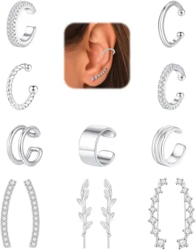 MOZAKA 13Pcs Ear Cuffs for Women Non Piercing 14K Gold Plated Ear Cuff for Non Pierced Ears Clip on Cartilage Earring Ear Climbers Earring Fake Earring Adjustable Earrings Set