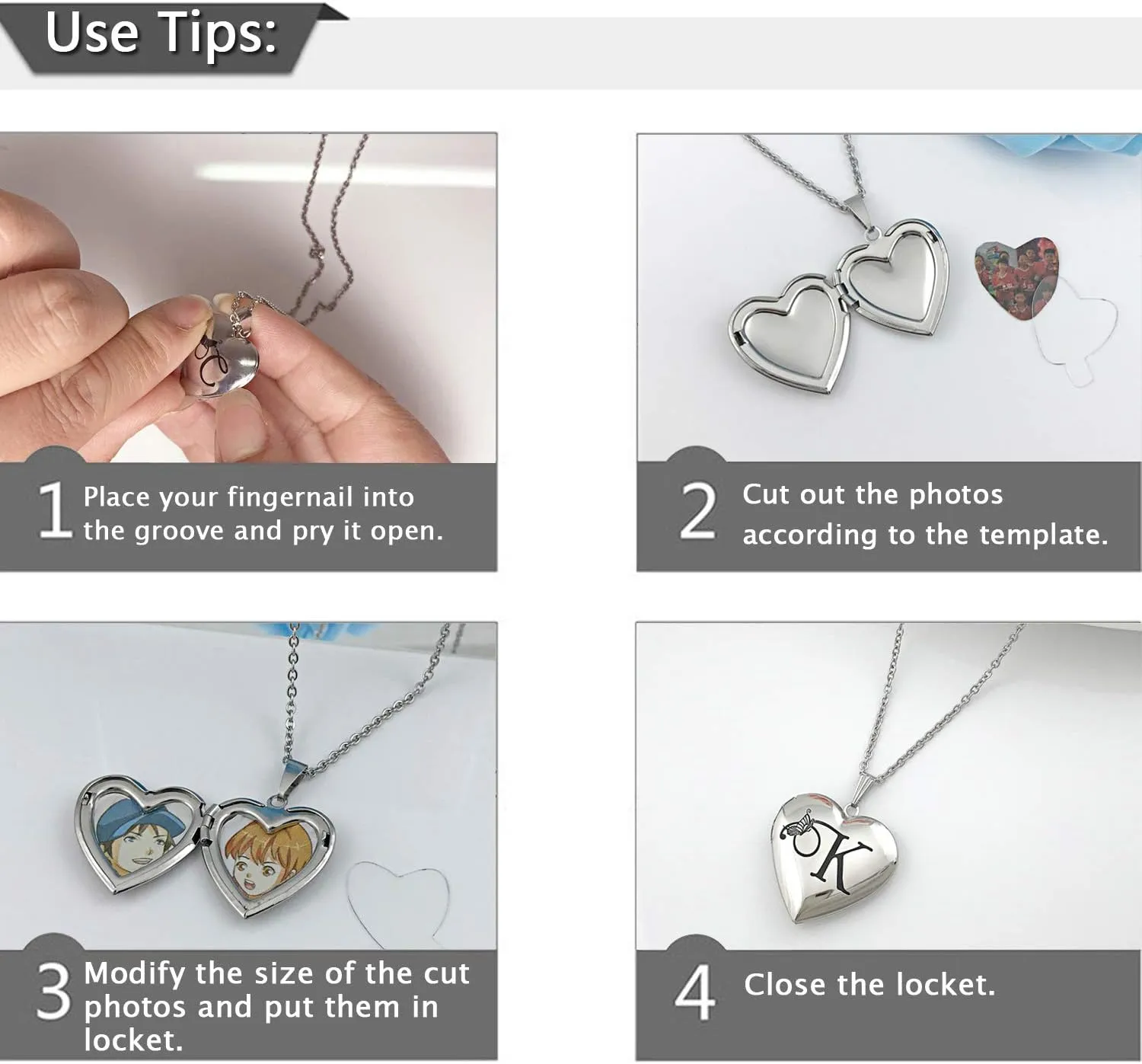 MUERDOU Butterfly Locket Necklace that Holds Pictures Initial Alphabet Letter Heart Shaped Photo Memory Locket Pendant Necklace