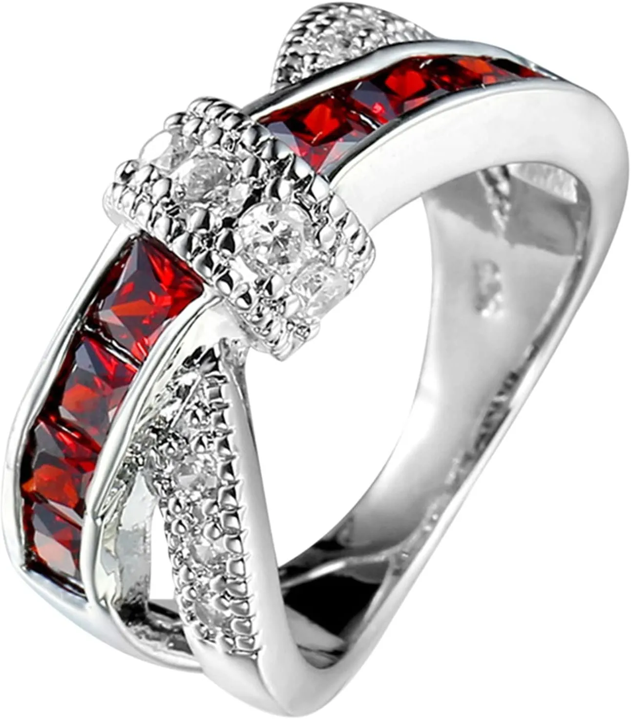 Multicolor Zircon Wedding Band Crossed Diamond Anniversary Ring Exquisite Engagement Ring for Women