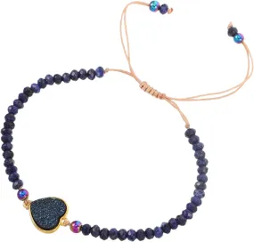 Natural Stone Bracelet Pink Beaded Adjustable Cord Charm Bracelet for Women