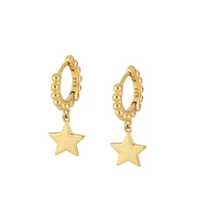 NEW Fashion Jewelry 925 Sterling Silver Star Drop Earrings Minimalist Ball Bead Earrings 18K Gold Plated Hoop Earrings For Women (silver)