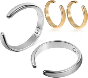 Non-piercing Ear Cuffs Earrings Set 2 Pairs of Minimalist Design Cartilage Cuffs for Women