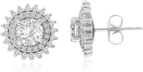 NYC Sterling Exquisite Brass-Plated Stud Earrings with 7mm Cubic Zirconia Center Stone, Silver and Gold Plating, Hypoallergenic Comfort, and Versatile 14k Gold Styles - Perfect for Women's, Gold and Silver Stud Earring Collection