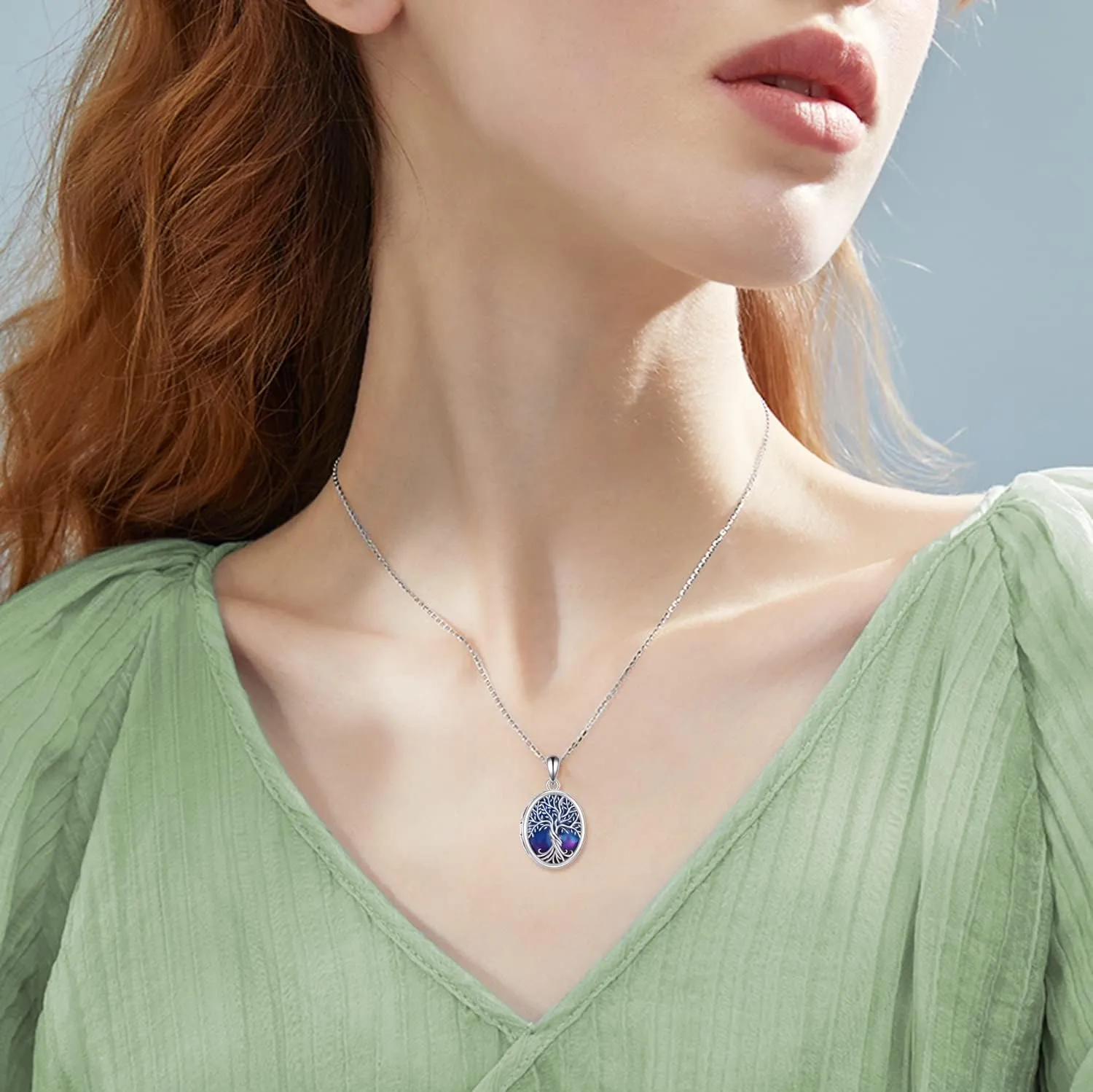 ONEFINITY Tree of Life Locket Necklace Sterling Silver Locket Necklace That Holds Pictures Tree of Life Locket Pendant for Women Wife Girlfriend