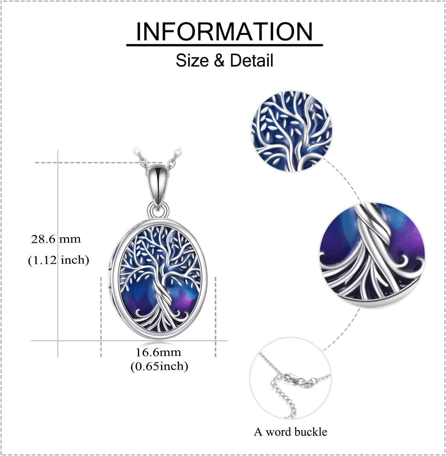 ONEFINITY Tree of Life Locket Necklace Sterling Silver Locket Necklace That Holds Pictures Tree of Life Locket Pendant for Women Wife Girlfriend