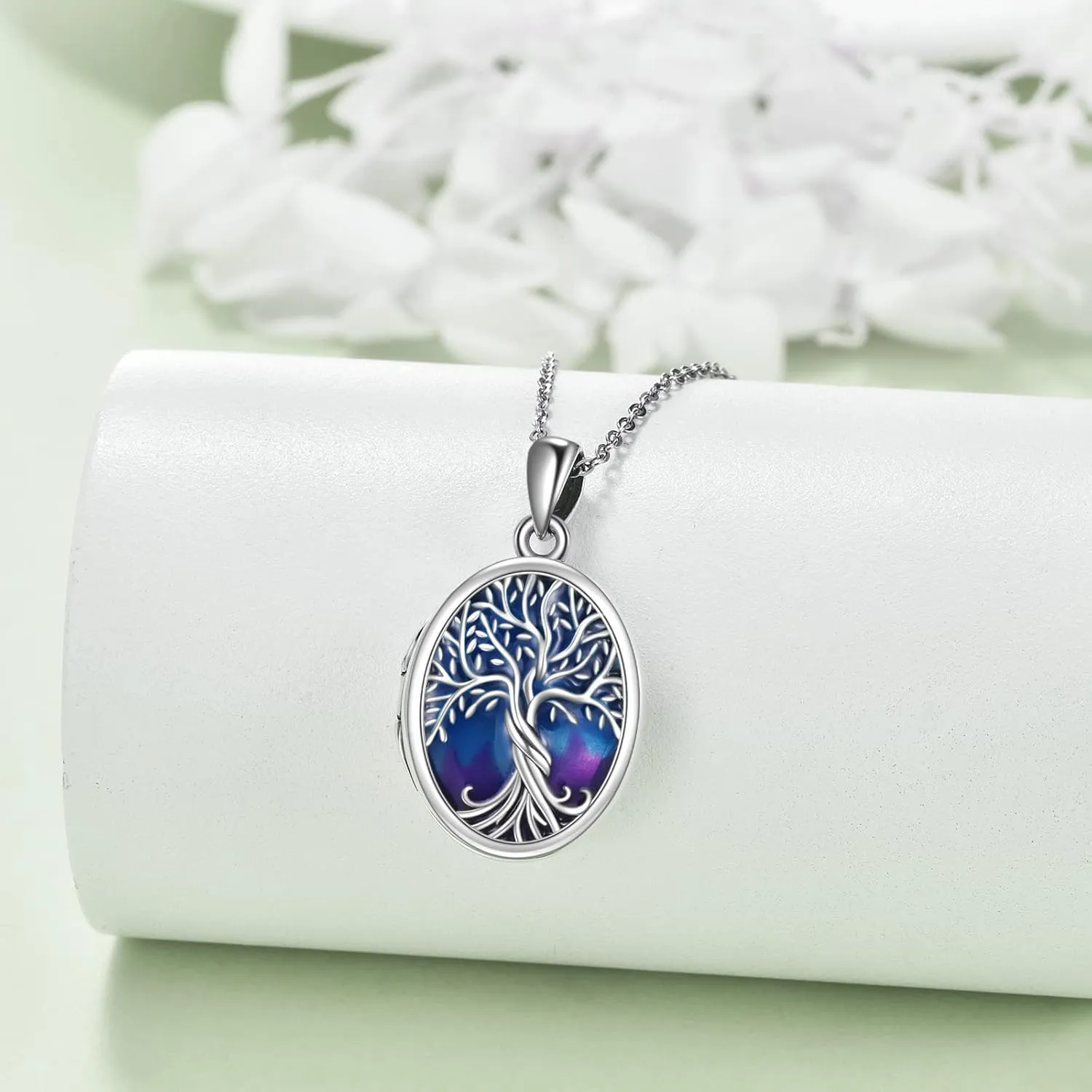 ONEFINITY Tree of Life Locket Necklace Sterling Silver Locket Necklace That Holds Pictures Tree of Life Locket Pendant for Women Wife Girlfriend