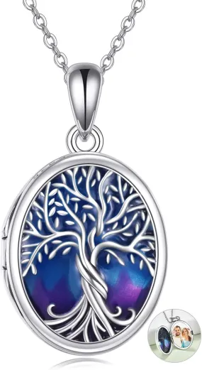 ONEFINITY Tree of Life Locket Necklace Sterling Silver Locket Necklace That Holds Pictures Tree of Life Locket Pendant for Women Wife Girlfriend