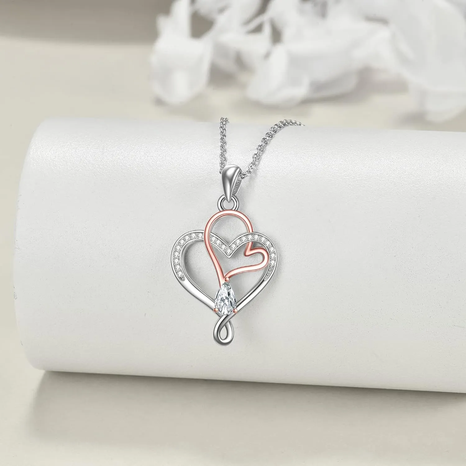 Opal Heart Necklace Sterling Silver White/Blue Heart Opal Necklace for Women Always in My Heart Necklace Opal Jewelry Gifts for Women