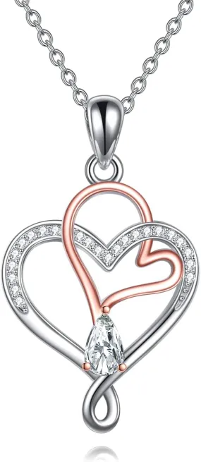 Opal Heart Necklace Sterling Silver White/Blue Heart Opal Necklace for Women Always in My Heart Necklace Opal Jewelry Gifts for Women