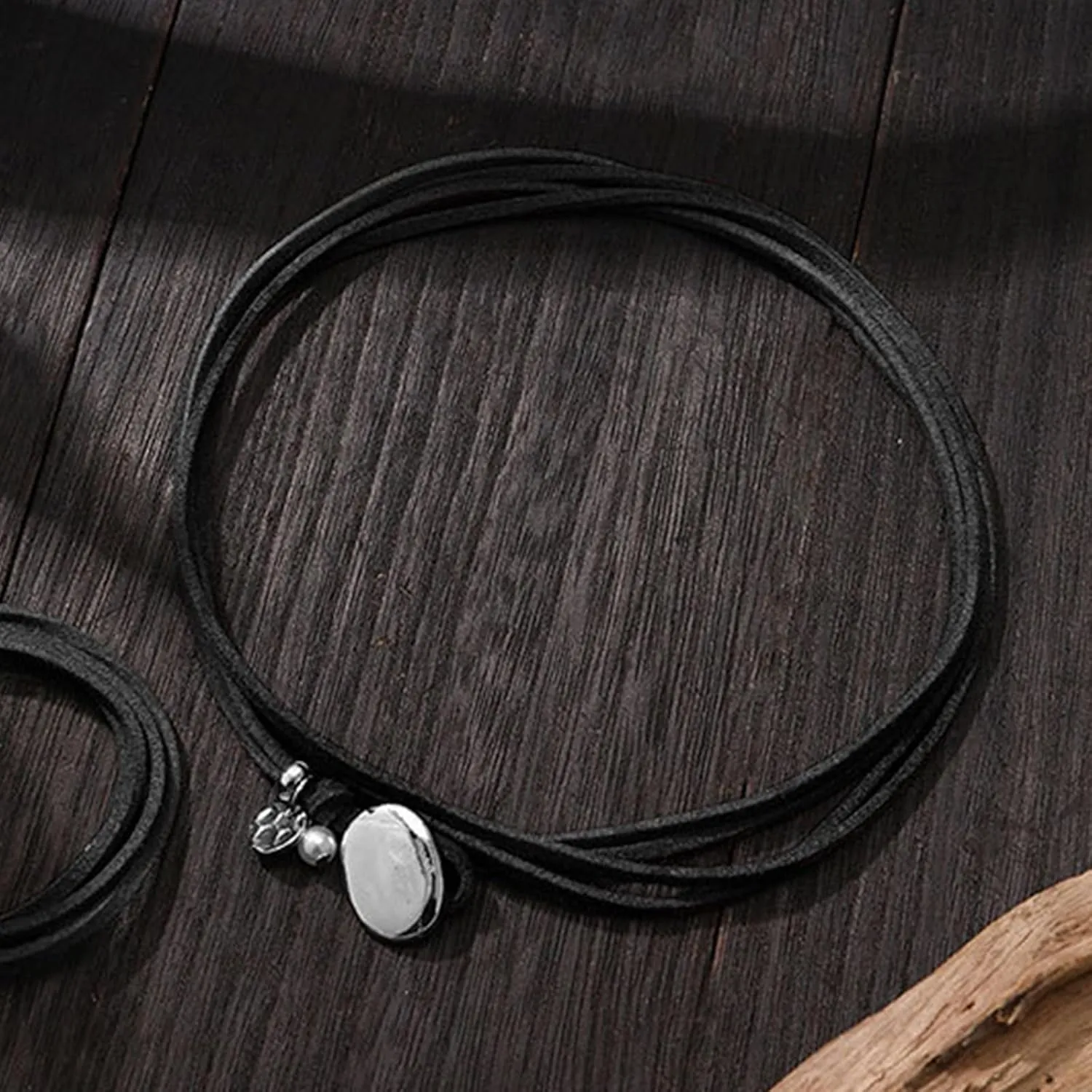 Otxas Western Necklaces for Women Boho Necklace for Women Trendy Black Cord Necklace with Irregularly Pendant Layered Boho Long Necklace for Women Western Jewelry for Women