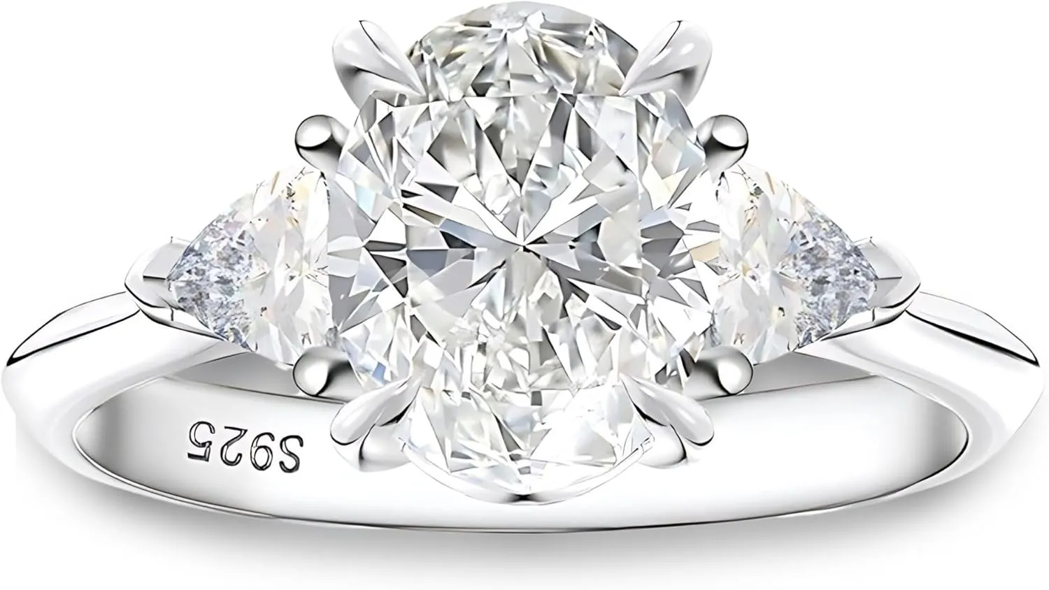 Oval CZ Engagement Rings for Women by Ginger Lyne |2 Ct Faux Diamond Ring | 925 Sterling Silver 14K White Gold Wedding for Women | Travel Promise or Bridal for Her