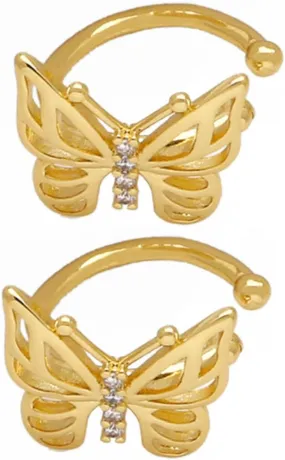 PartyKindom 1 Pair Vintage Butterfly Clip Earrings Non Pierced Rhinestone Ear for Women Sparkly Ear Clips for Casual and Formal Occasions Durable Material Accessory