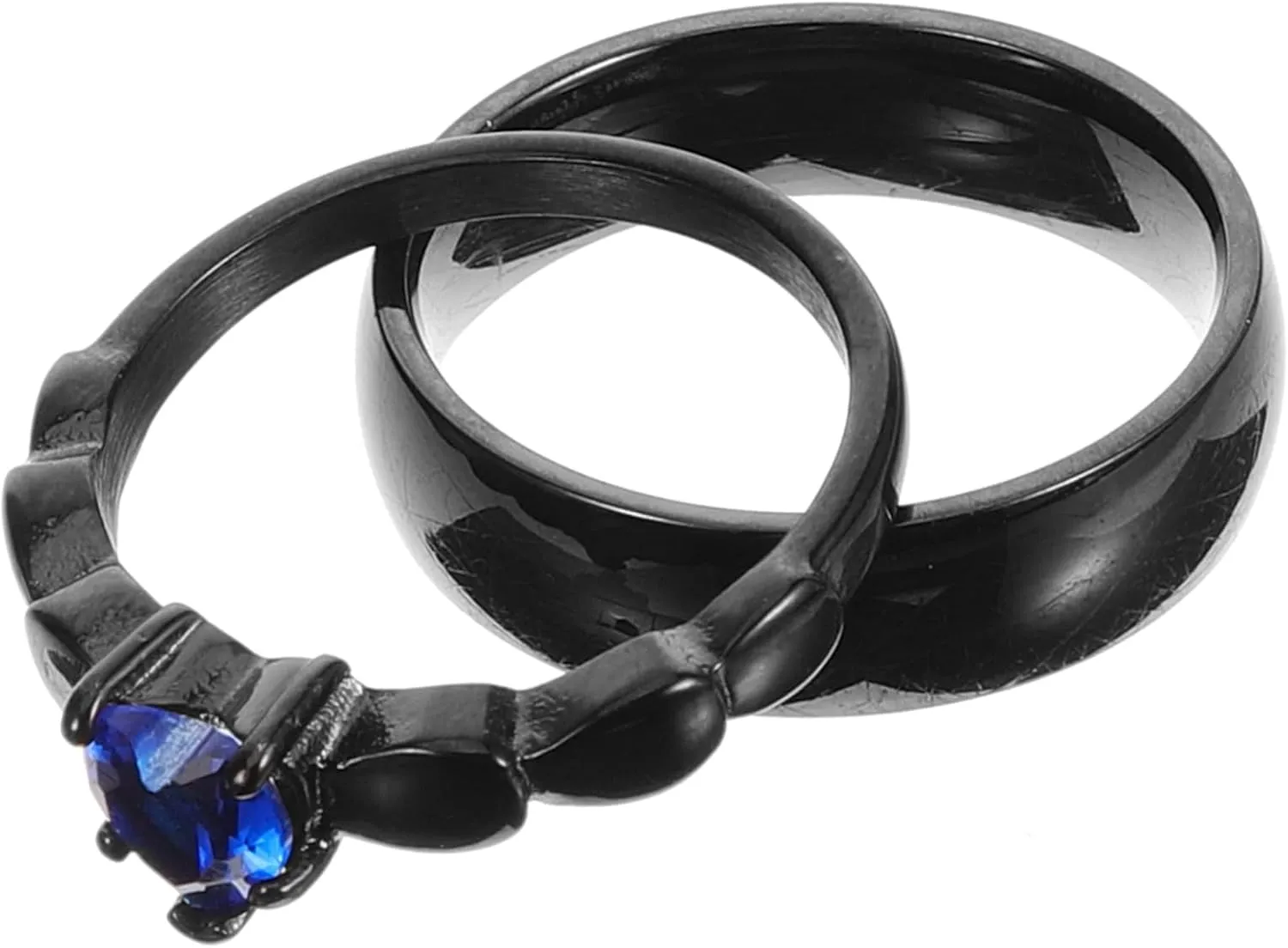 PartyKindom 2pcs Couples Ring Set Couples Matching Promise Rings Stainless Cubic Zirconia