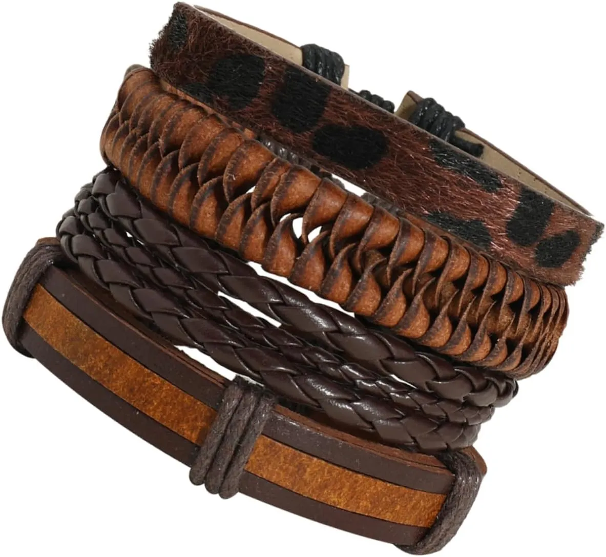 PartyKindom 8Pcs Adjustable Braided Leather Bracelet for Women and Men Stylish Jewelry present Occasion Versatile Wrap Design Comfortable to Wear for Daily Outfits
