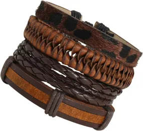 PartyKindom 8Pcs Adjustable Braided Leather Bracelet for Women and Men Stylish Jewelry present Occasion Versatile Wrap Design Comfortable to Wear for Daily Outfits