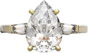 Pear Shaped Engagement Ring 3 CT Moissanite Solitaire Three-Stone Engagement Ring for Women - TJVR35RW768803