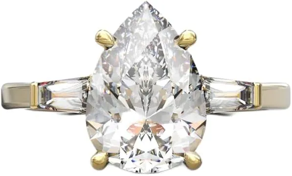 Pear Shaped Engagement Ring 3 CT Moissanite Solitaire Three-Stone Engagement Ring for Women - TJVR35RW768803