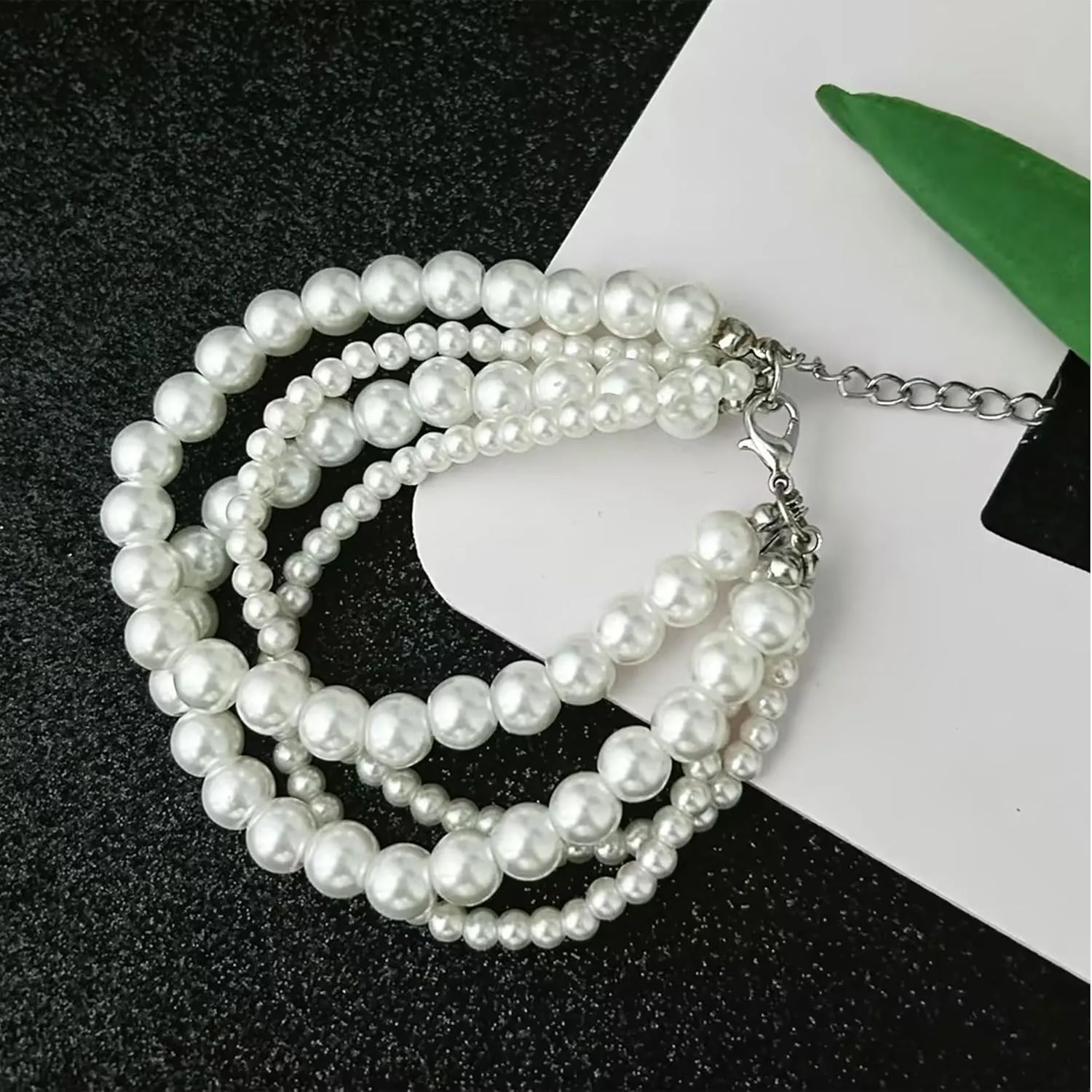 Pearl Bracelet for Women White Pearl Layered Bracelet Chunky Pearl Bracelet