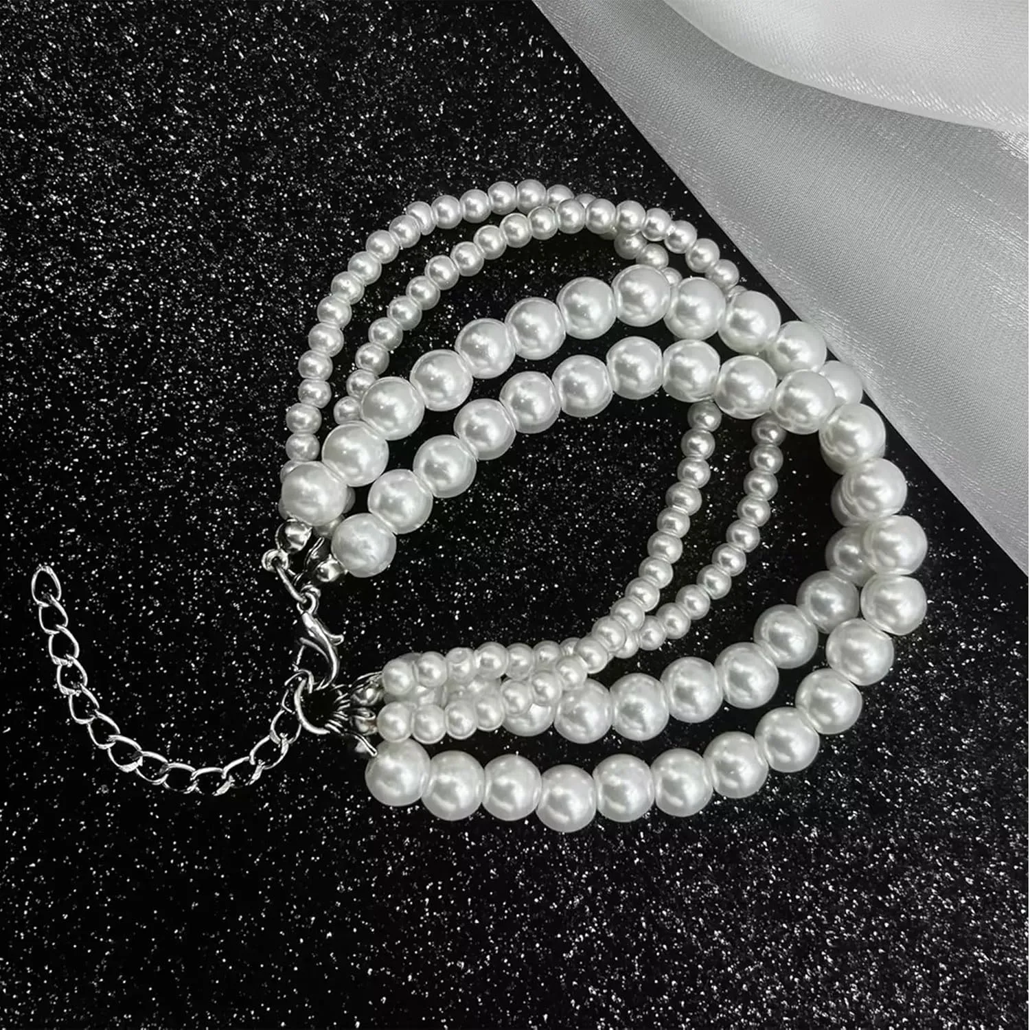 Pearl Bracelet for Women White Pearl Layered Bracelet Chunky Pearl Bracelet
