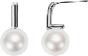 Pearl Drop Earrings  Classic Silver Pearl Stud Earrings, Versatile Jewelry for Women, Timeless Birthstone Dangle Earrings for Any Occasion