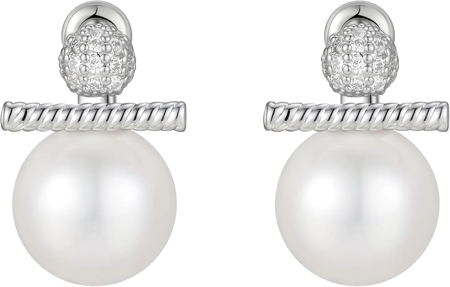 Pearl Drop Earrings for Women, 14k Gold Pearl Dangle Earring Hypoallergenic Dangling Round Pearls Dangly Pearl Hook Earrings Hanging Bridal Wedding Earring for Women