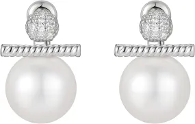 Pearl Drop Earrings for Women, 14k Gold Pearl Dangle Earring Hypoallergenic Dangling Round Pearls Dangly Pearl Hook Earrings Hanging Bridal Wedding Earring for Women