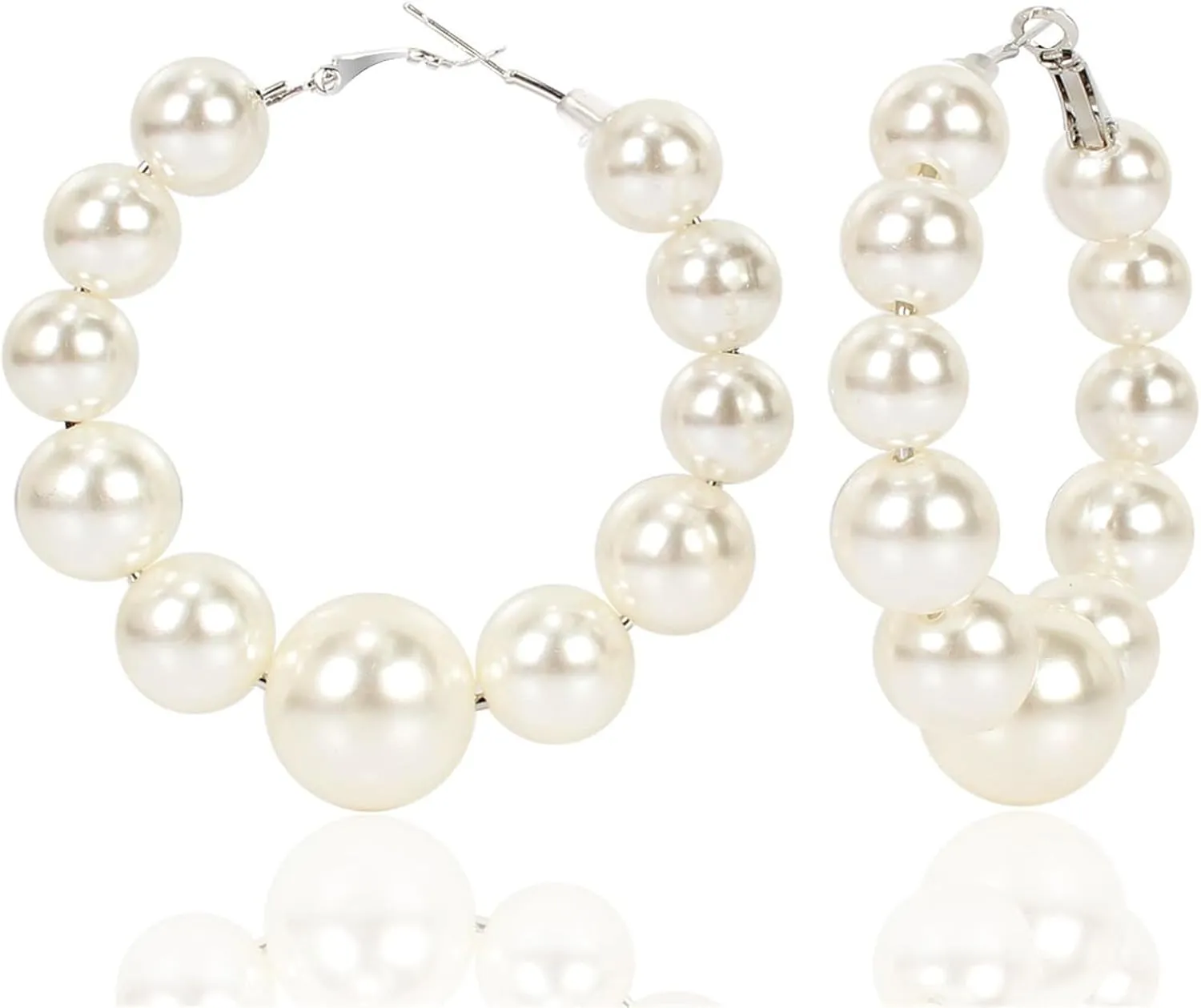 Pearl Drop Earrings for Women Big Pearl Hoop Earrings Elegant Gold Pearl Dangle Earrings Dainty Jewelry Gifts for Women