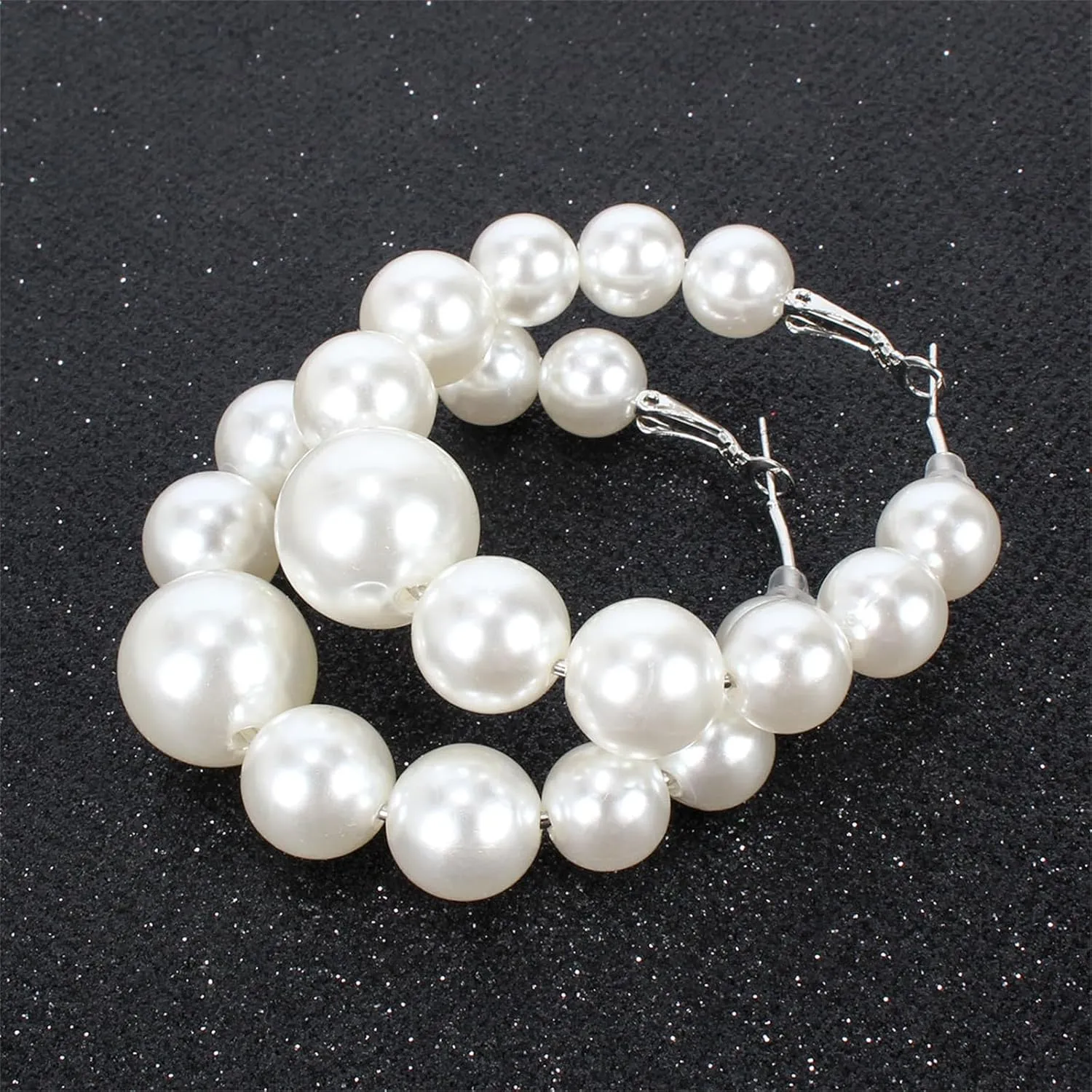 Pearl Drop Earrings for Women Big Pearl Hoop Earrings Elegant Gold Pearl Dangle Earrings Dainty Jewelry Gifts for Women