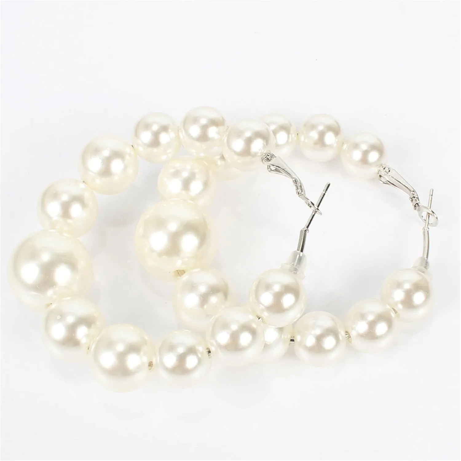 Pearl Drop Earrings for Women Big Pearl Hoop Earrings Elegant Gold Pearl Dangle Earrings Dainty Jewelry Gifts for Women