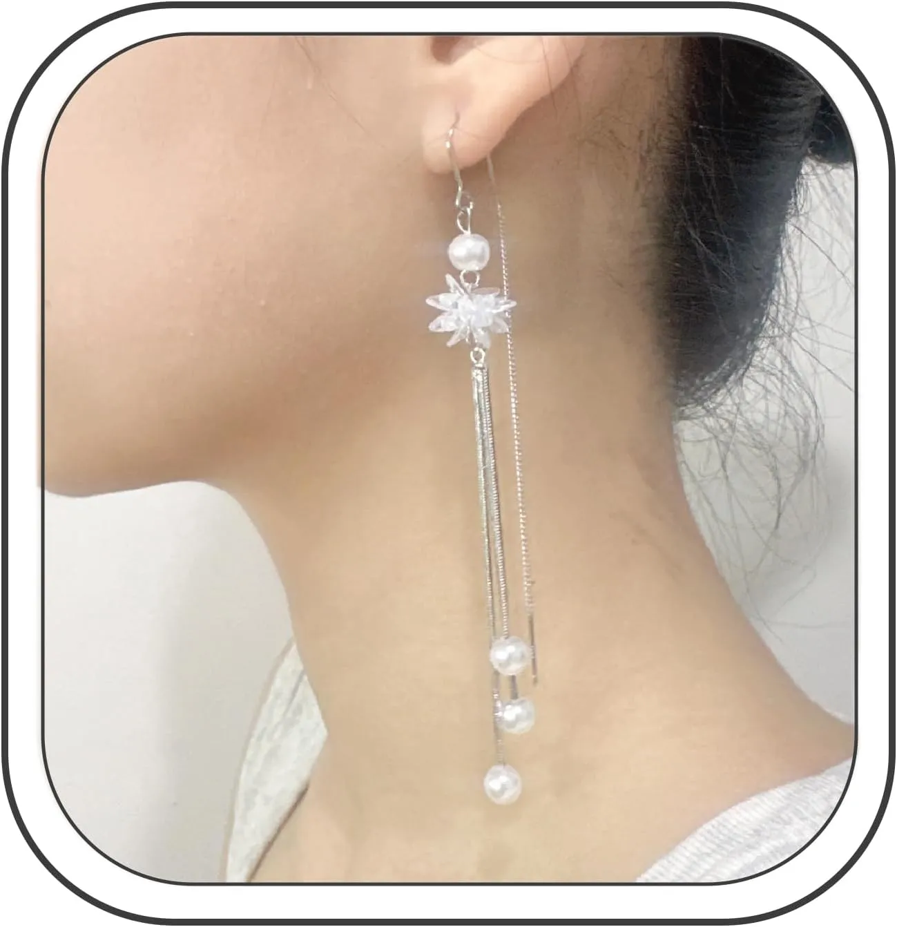 Pearl Drop Earrings for Women Long Pearl Earrings White Pearl Tassel Dangle Earrings Hypoallergenic Wedding Prom Jewelry Gifts