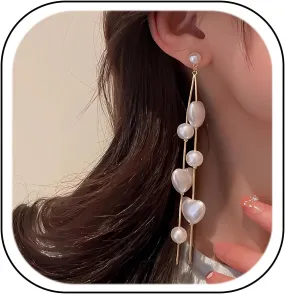 Pearl Drop Earrings for Women Long Pearl Earrings White Pearl Tassel Dangle Earrings Hypoallergenic Wedding Prom Jewelry Gifts