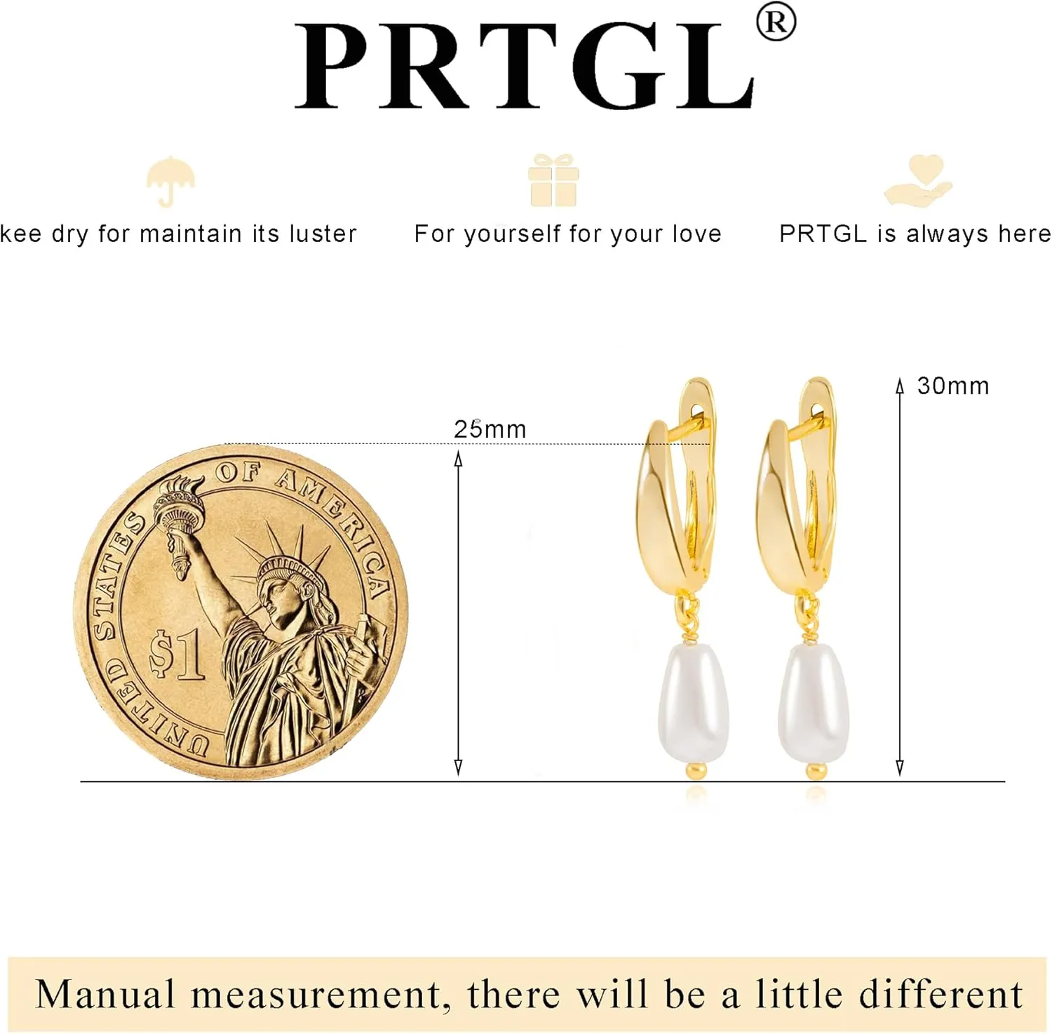 Pearl Earrings: 14k Gold-plated Dainty Pearl Drop Dangle Huggie Hoop Earrings for Women