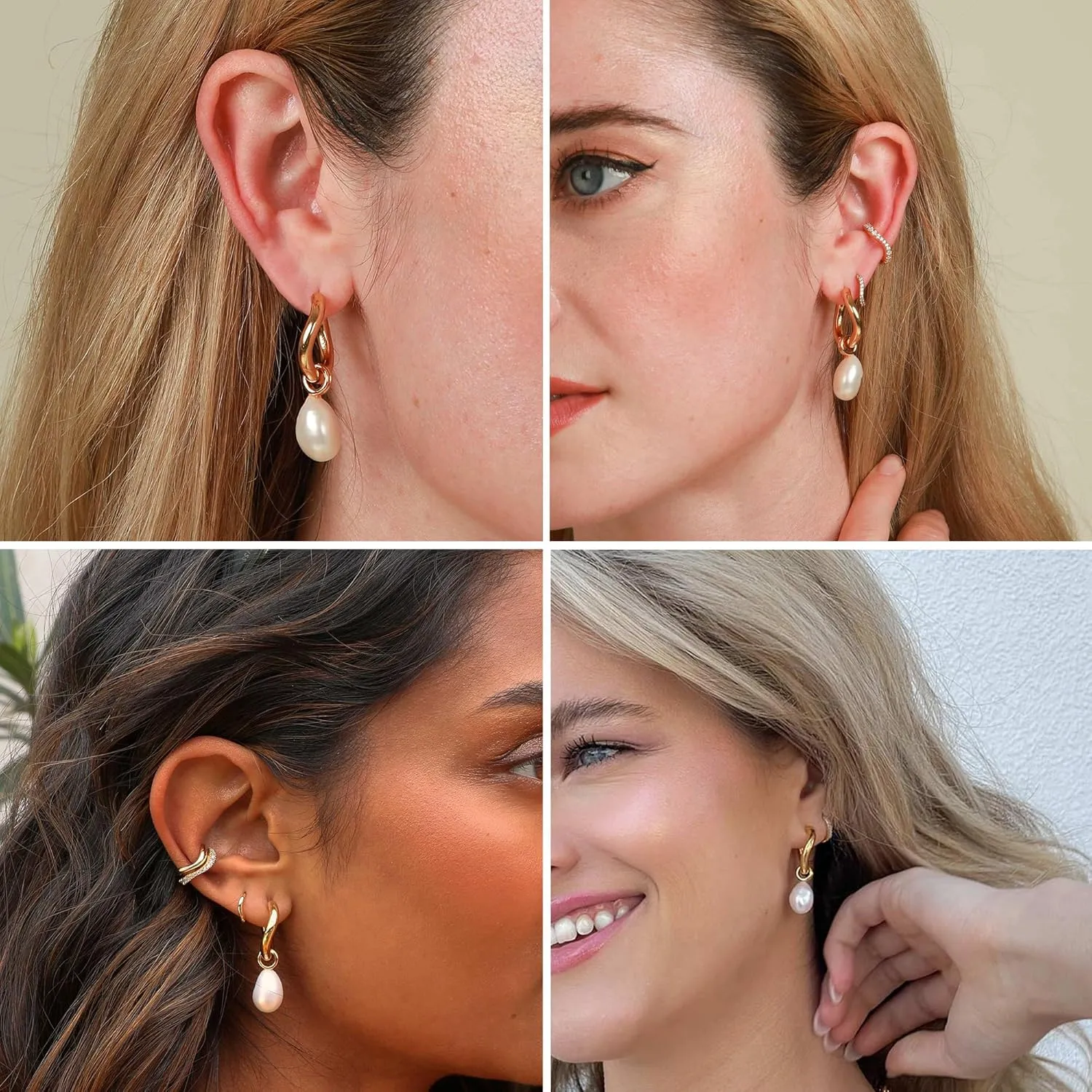 Pearl Earrings for Women, Dainty Gold Hoop Earrings Pearl Earrings for Women Trendy 14k Gold Plated Pearl Drop Earrings Hoops Hypoallergenic Pearl Huggie Earrings Gold Earrings Jewelry Gifts