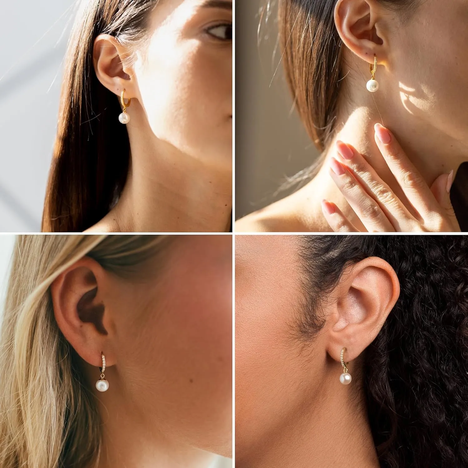 Pearl Earrings for Women, Dainty Gold Hoop Earrings Pearl Earrings for Women Trendy 14k Gold Plated Pearl Drop Earrings Hoops Hypoallergenic Pearl Huggie Earrings Gold Earrings Jewelry Gifts