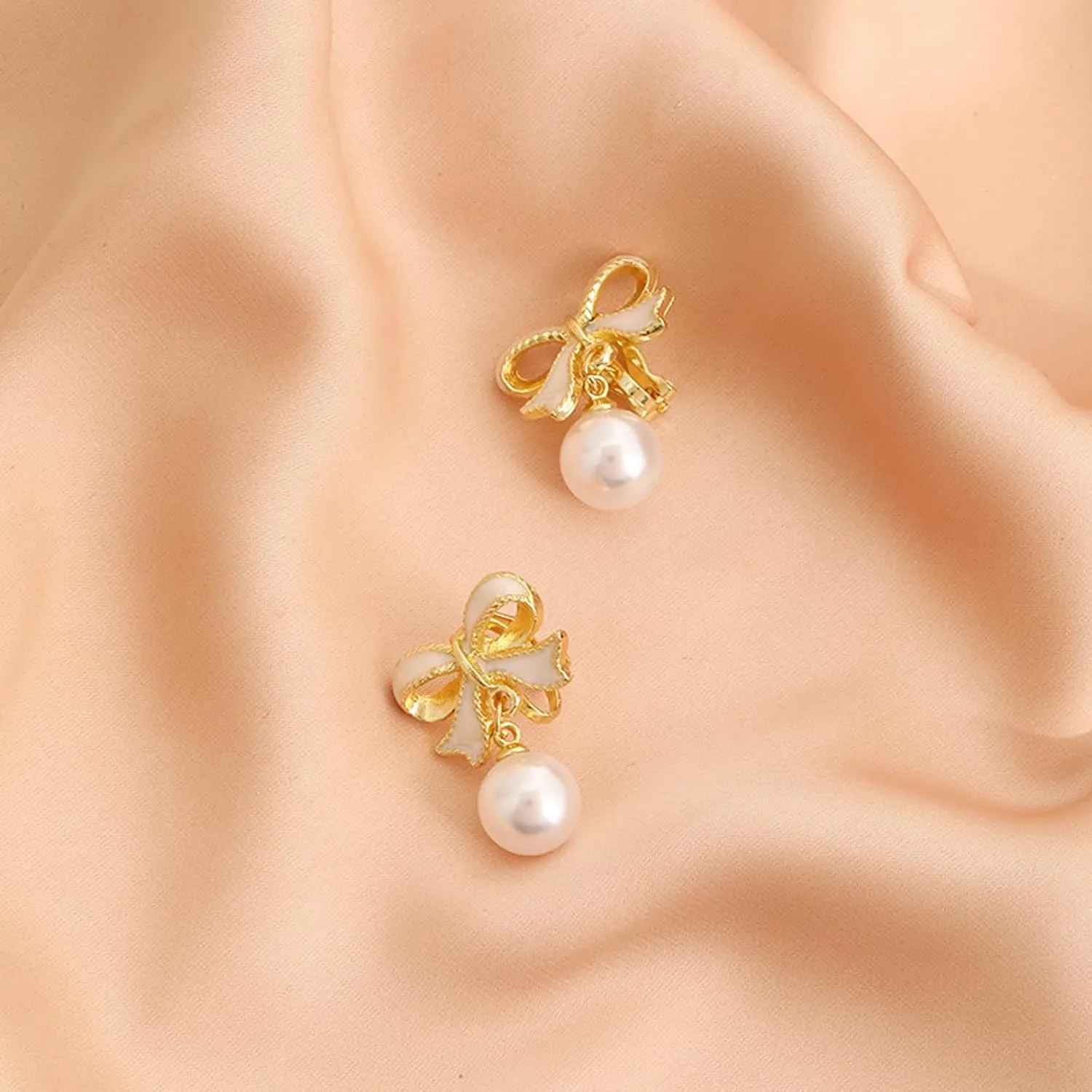 Pearl Earrings for Women, Trendy 14k Gold Plated Pearl Drop Earrings Hypoallergenic Gold Dangle Earrings Jewelry Wedding